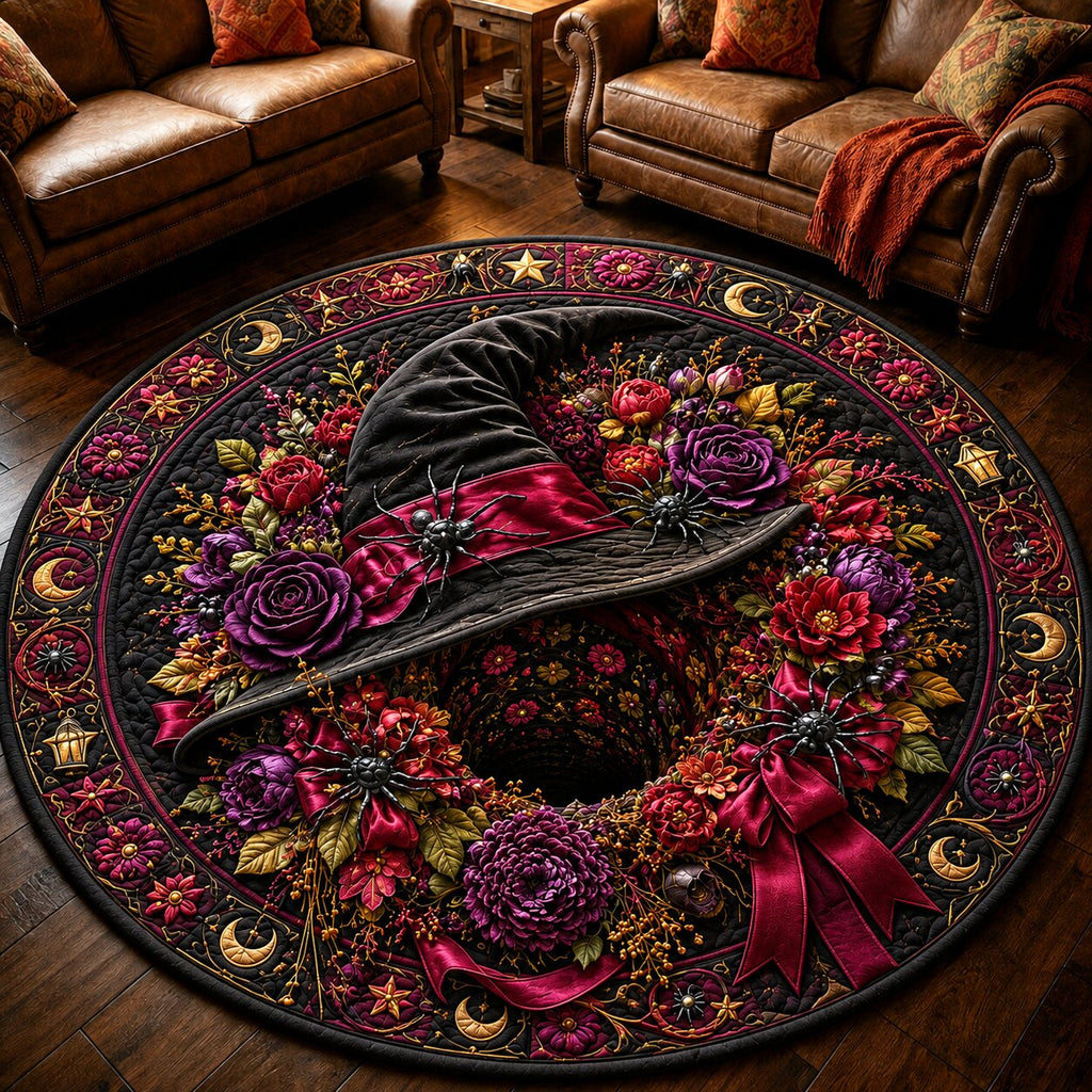 Witch Hollow Round Mat Rug - Seasonal Design | Festive Home Decor - washable non-slip printed rug