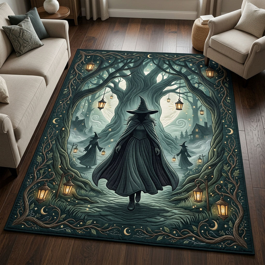 Witch In Forest area rug in a living room