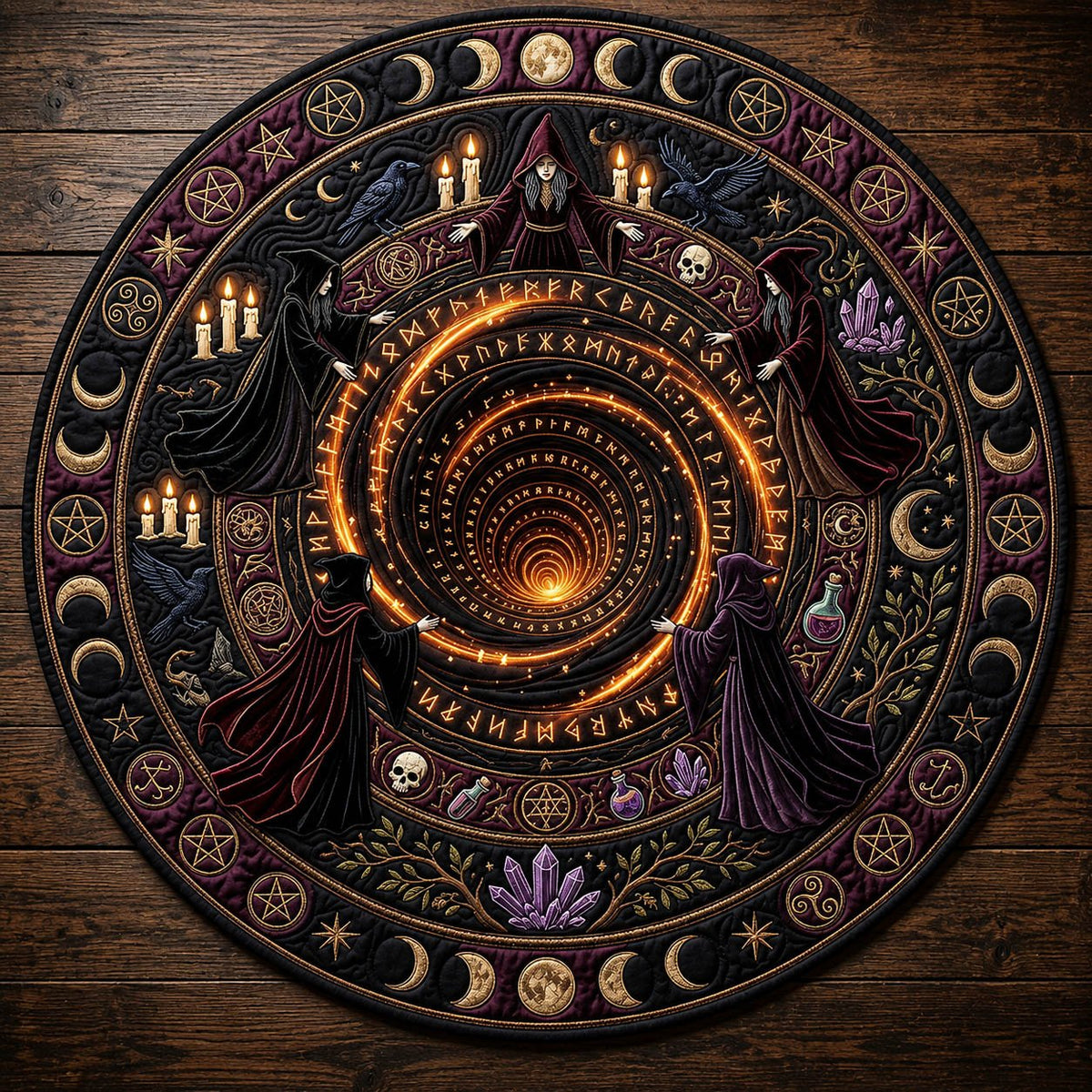 Witch Ritual Halloween Round Mat Rug - washable non-slip printed rug