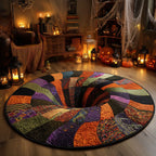 Witch Spiral Halloween Round Mat Rug - washable non-slip printed rug