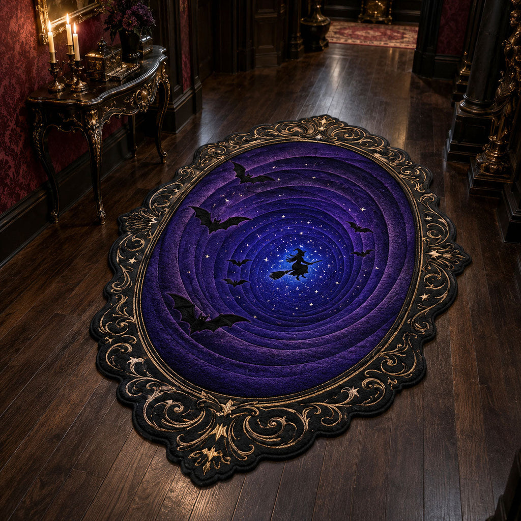Witch Vortex Custom Shape Area Rug - Seasonal Design | Die-Cut Non-Slip Rug - washable non-slip printed rug