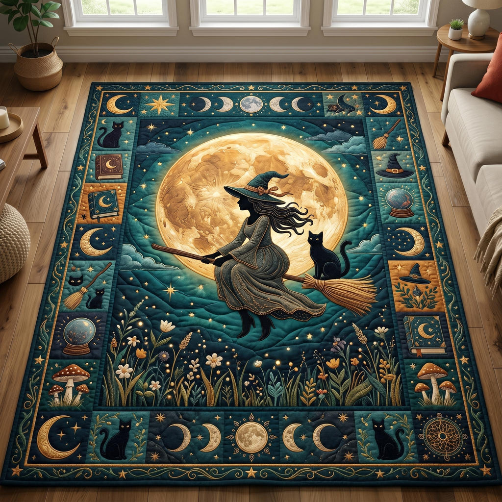 Witches Coven area rug in a living room