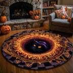 Witchfire Glow Halloween Round Mat Rug - washable non-slip printed rug