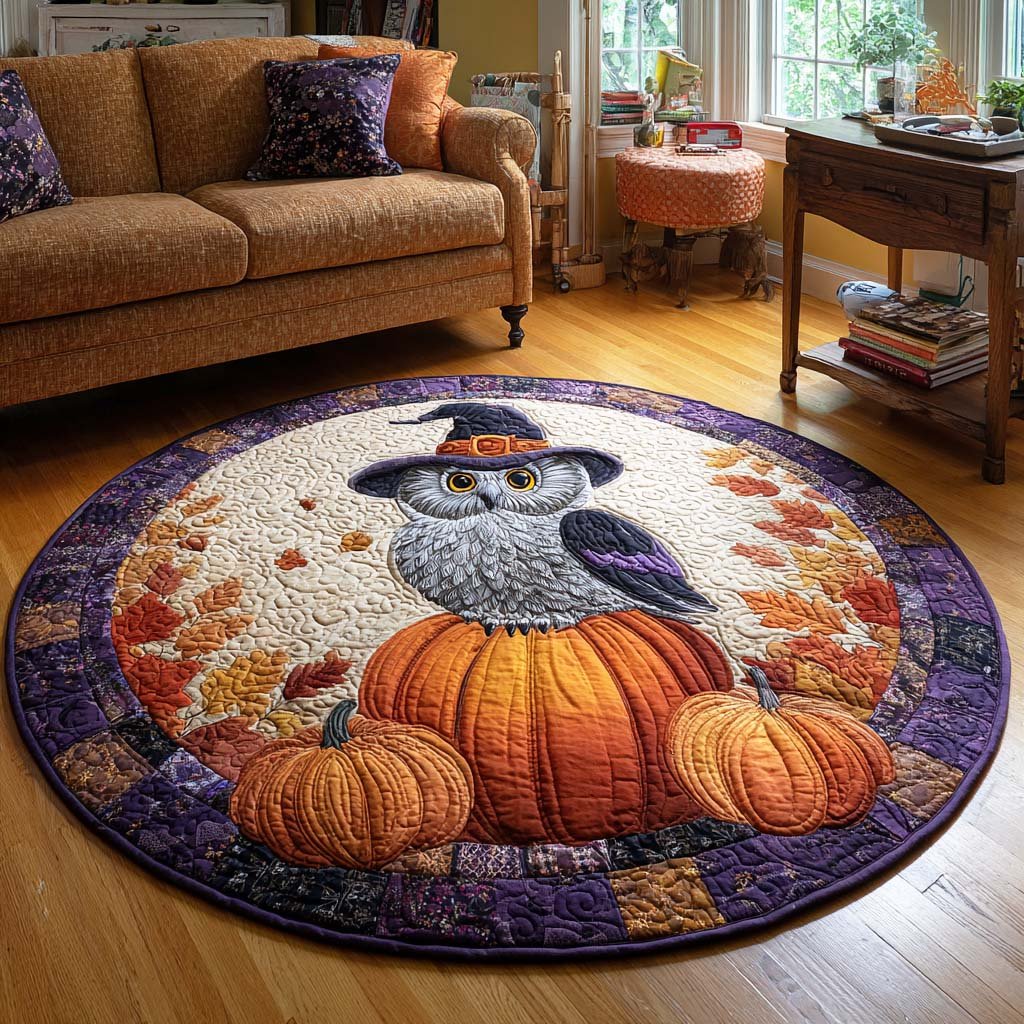Witching Hour Halloween Round Mat Rug - washable non-slip printed rug