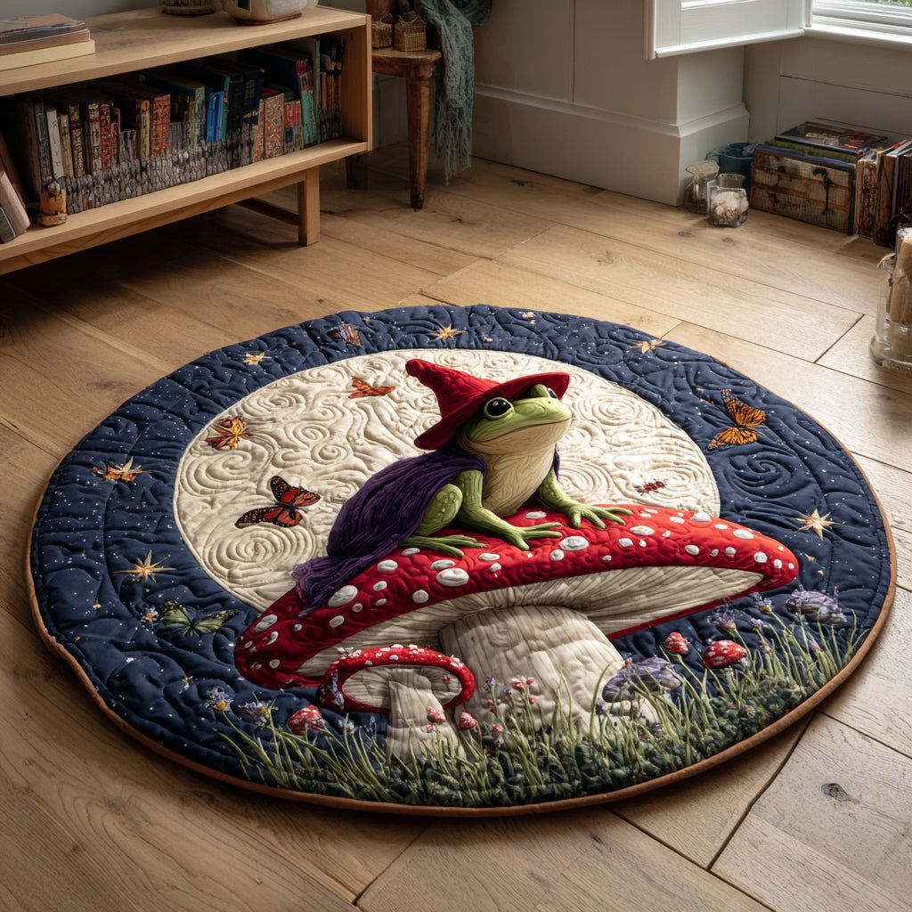 Witchy Frog Halloween Round Mat Rug - washable non-slip printed rug