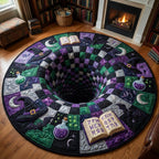 Witchy Hole Halloween Round Mat Rug - washable non-slip printed rug