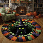 Witchy Whiskers Halloween Round Mat Rug - washable non-slip printed rug