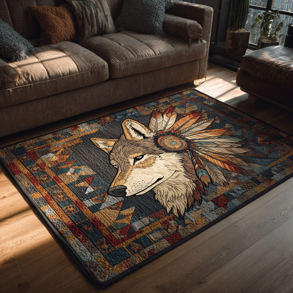 Wolf Crest area rug in a living room