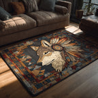 Wolf Crest area rug in a living room