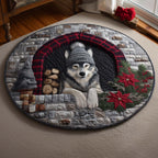 Wolf Holiday Delight Round Mat Rug - Nature Design | Serene Home Decor