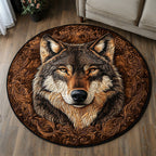 Wolf Path Round Mat Rug - washable non-slip printed rug