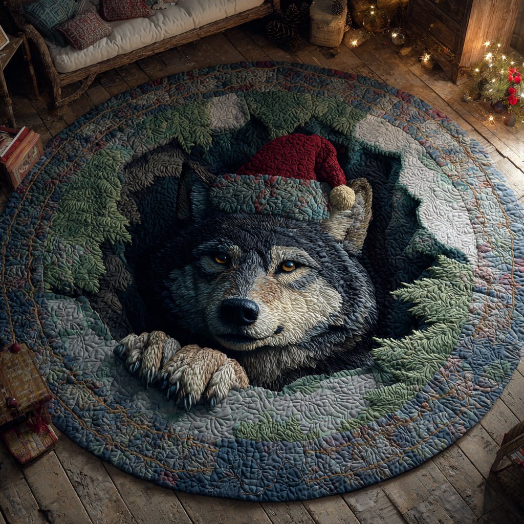 Wolf Pines Vista Round Mat Rug - washable non-slip printed rug