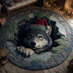 Wolf Pines Vista Round Mat Rug - washable non-slip printed rug