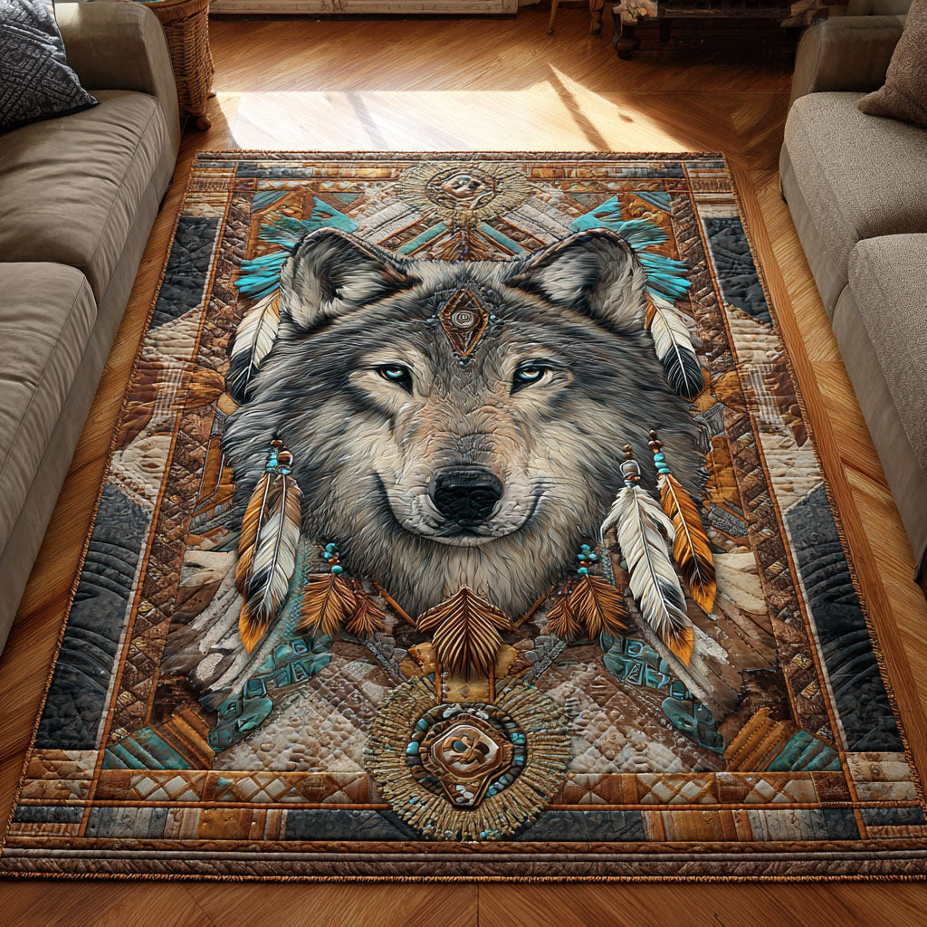 Wolf Realm area rug in a living room