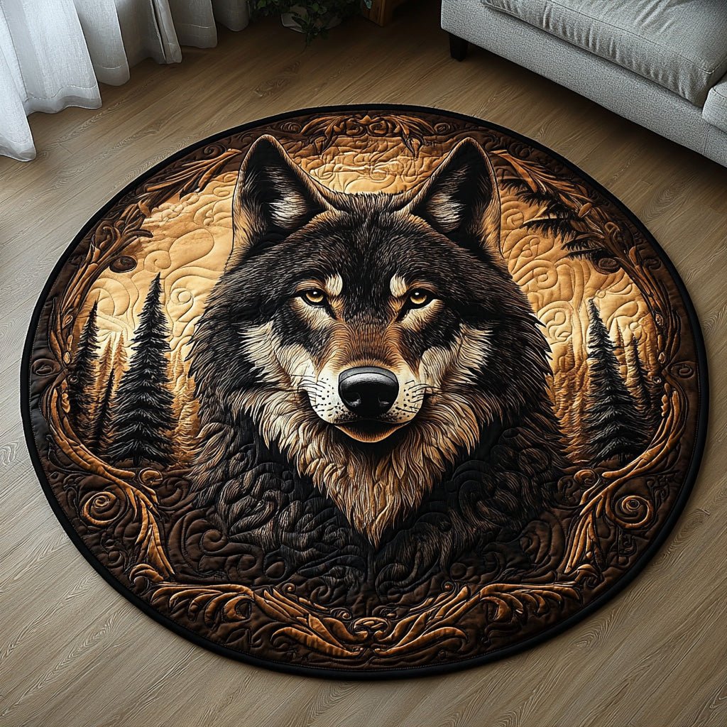 Wolf Spirit Round Mat Rug - washable non-slip printed rug