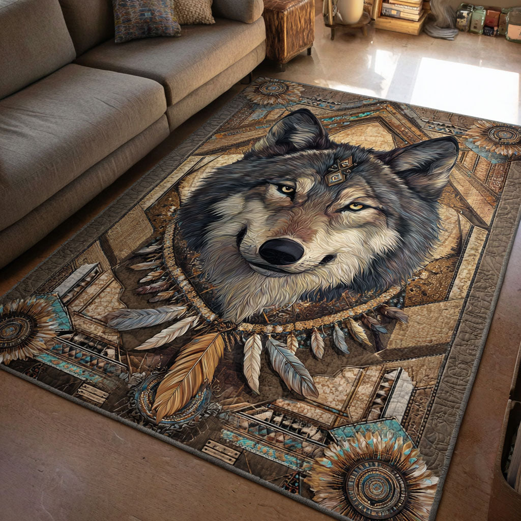 Wolf Whisper area rug in a living room