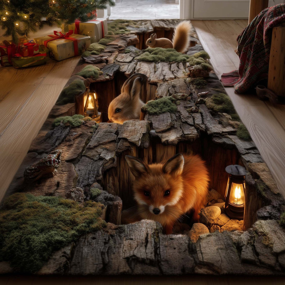 Wooden Den Runner Rug - Nature Design | Serene Runner Rug
