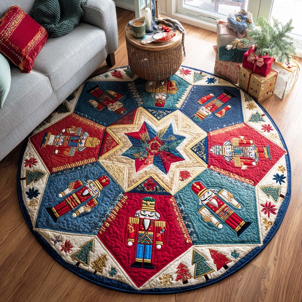 Wooden Guard Round Mat Rug - washable non-slip printed rug