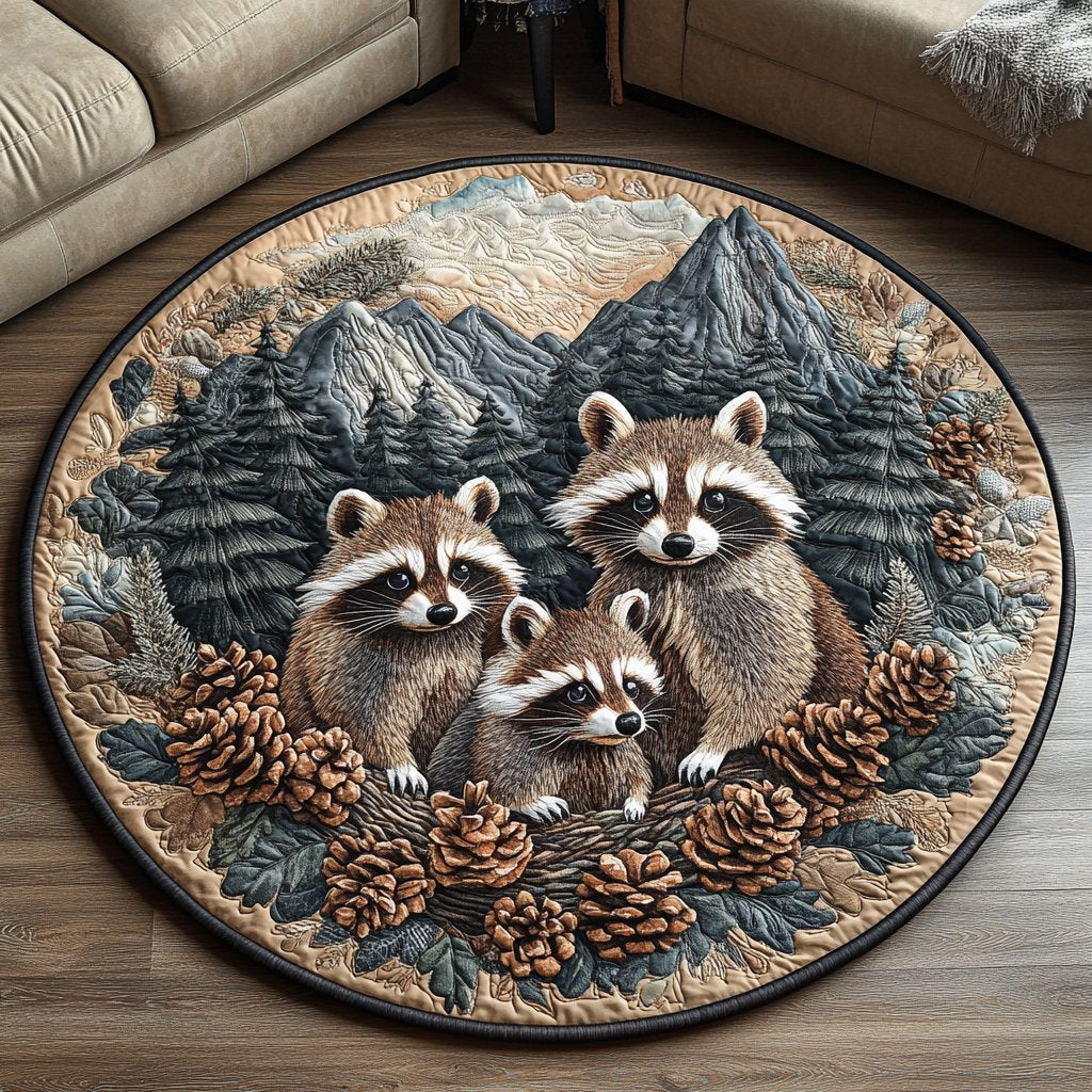 Woodland Bandit Round Mat Rug - washable non-slip printed rug