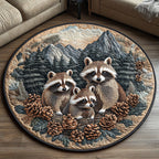 Woodland Bandit Round Mat Rug - washable non-slip printed rug
