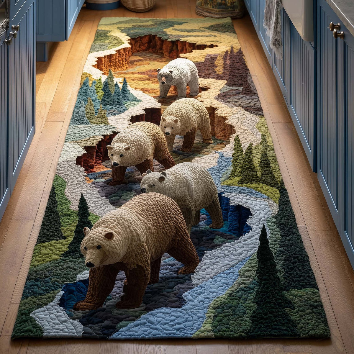 Woodland Bear Runner Rug - Cute Pet Design | Animal Printed Runner Rug