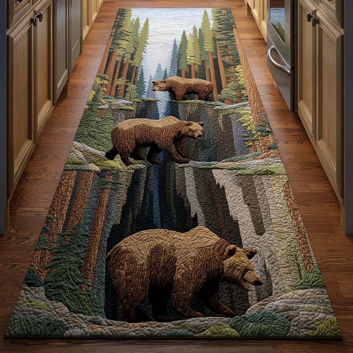 Woodland Bear Runner Rug - Cute Pet Design | Animal Printed Runner Rug