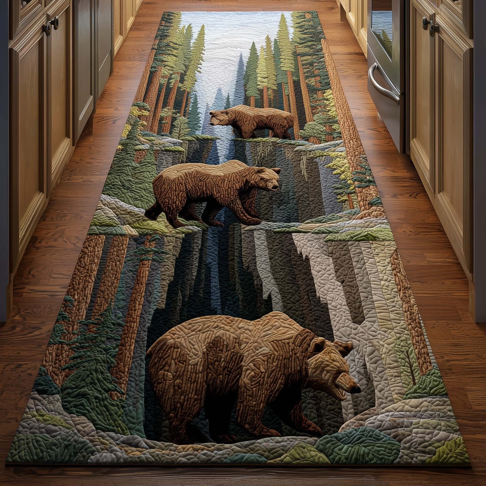 Woodland Bear Runner Rug - Cute Pet Design | Animal Printed Runner Rug