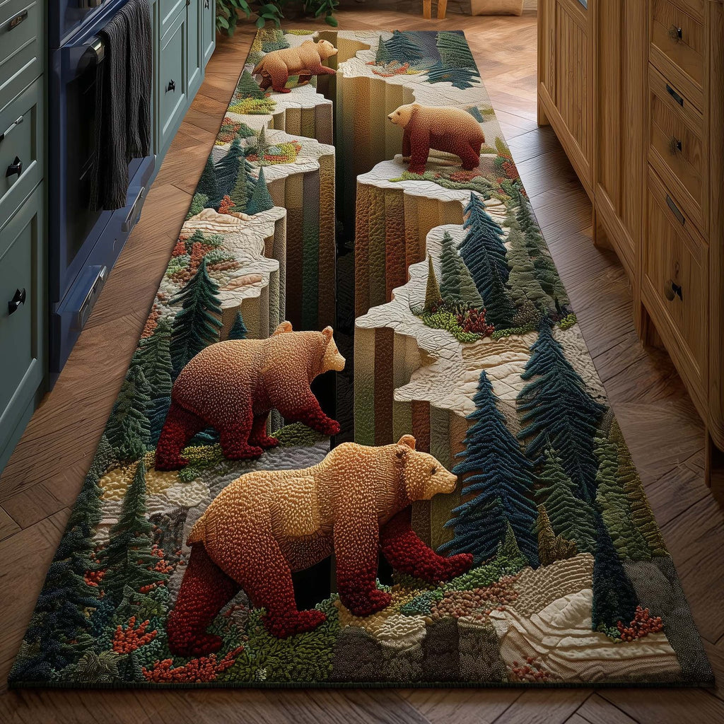 Woodland Bear Runner Rug - Cute Pet Design | Animal Printed Runner Rug