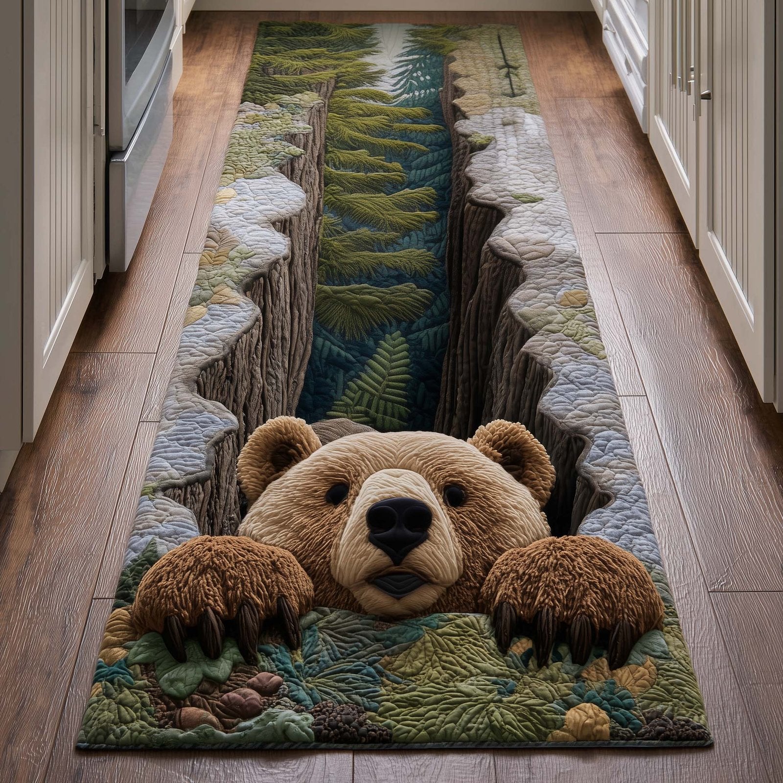 Woodland Bear Runner Rug - Cute Pet Design | Animal Printed Runner Rug