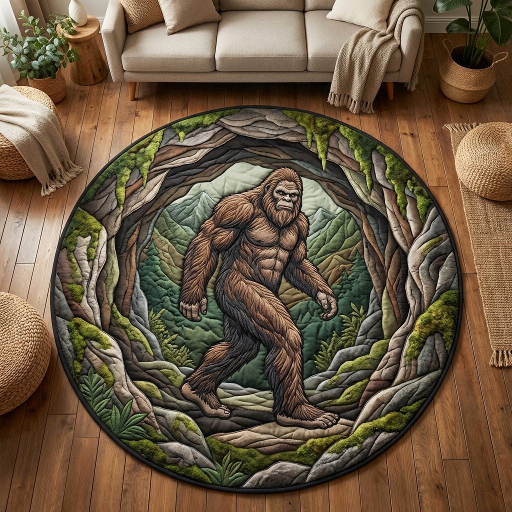 Woodland Bigfoot Round Mat Rug - washable non-slip printed rug