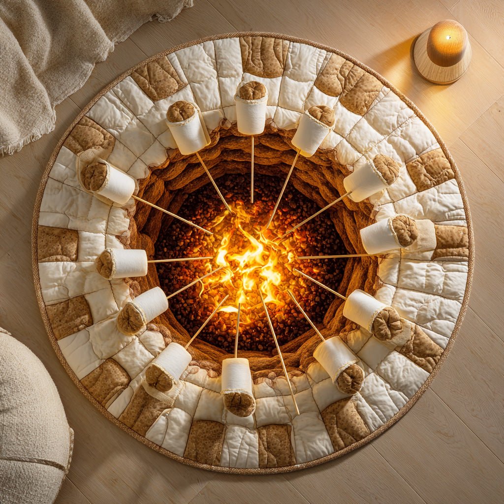Woodland Ember Ring Round Mat Rug - washable non-slip printed rug