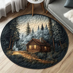 Woodland Escape Round Mat Rug - washable non-slip printed rug