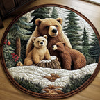 Woodland Family Round Mat Rug - washable non-slip printed rug