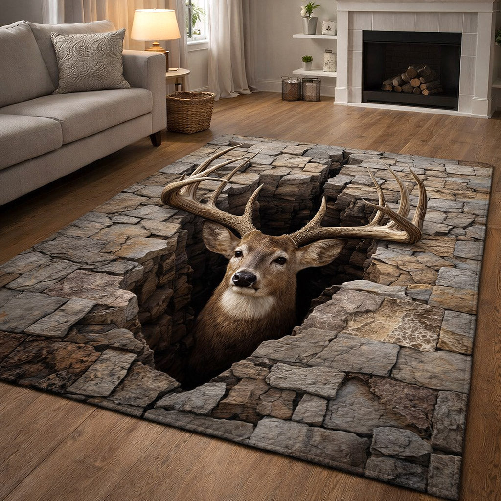 Woodland Grace area rug in a living room