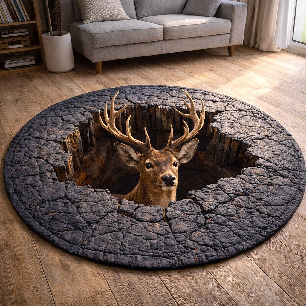 Woodland Grace (Design 4) Round Mat Rug - washable non-slip printed rug