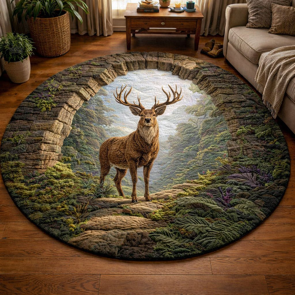 Woodland Grace (Design 3) Round Mat Rug - washable non-slip printed rug