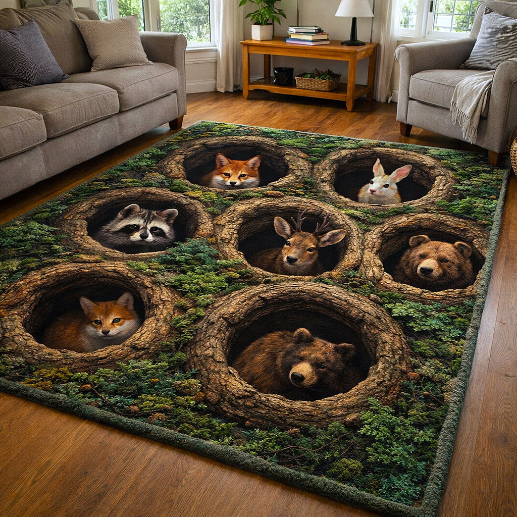 Woodland Haven area rug in a living room
