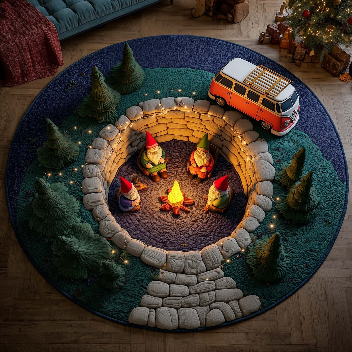 Woodland Journey Round Mat Rug - Nature Design | Serene Home Decor
