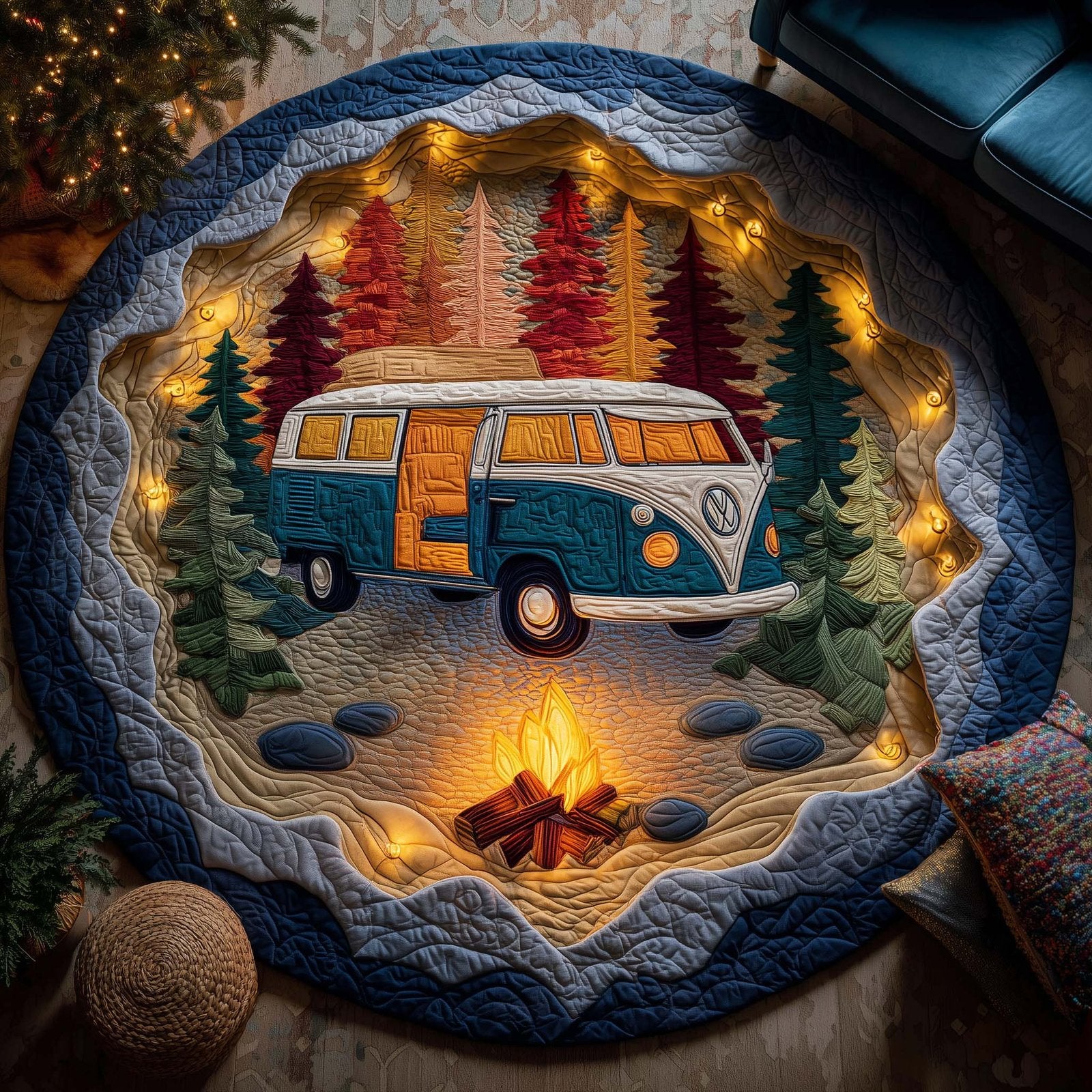Woodland Journey Round Mat Rug - Nature Design | Serene Home Decor