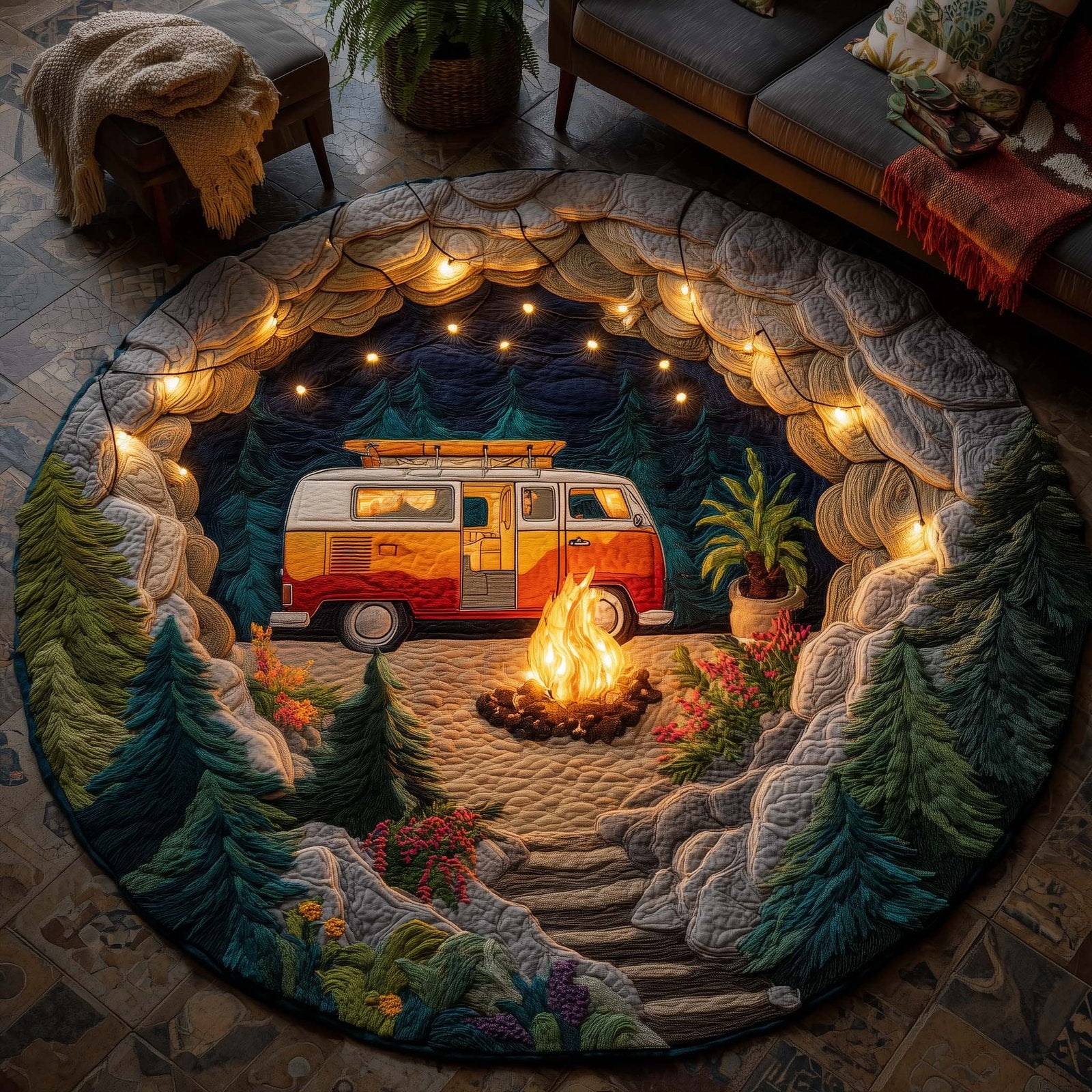 Woodland Journey Round Mat Rug - Nature Design | Serene Home Decor