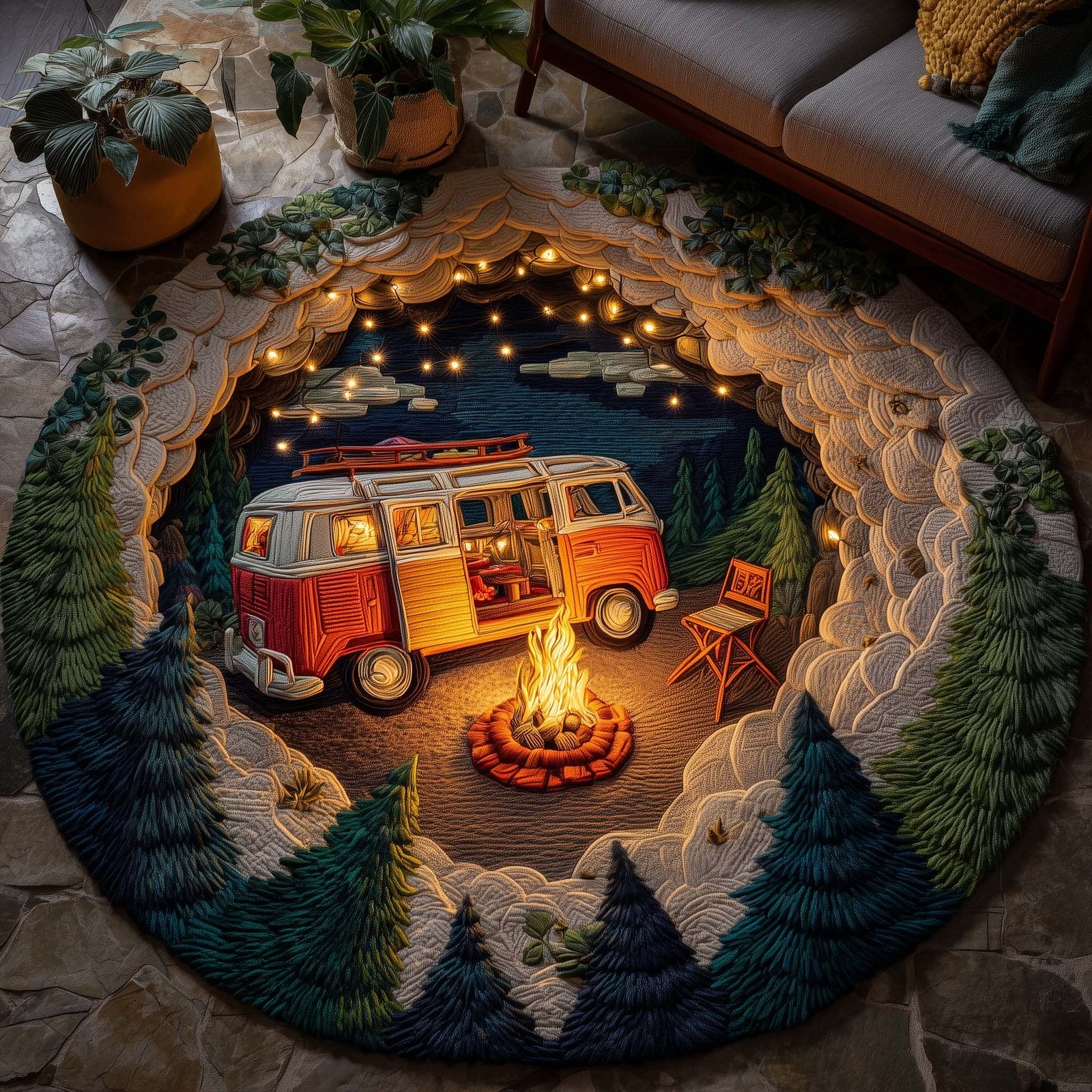 Woodland Journey Round Mat Rug - Nature Design | Serene Home Decor