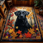 Woodland Lab area rug in a living room