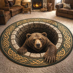 Woodland Lodge (Design 4) Round Mat Rug - washable non-slip printed rug