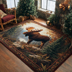 Woodland Moose area rug in a living room