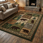 Woodland Mosaic area rug in a living room