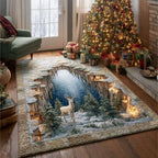 Woodland Reindeer Dreams area rug in a living room