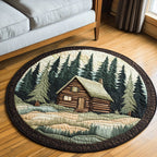 Woodland Retreat Round Mat Rug - washable non-slip printed rug