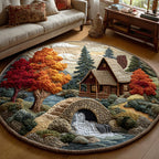 Woodland Rustic Shade Round Mat Rug - washable non-slip printed rug