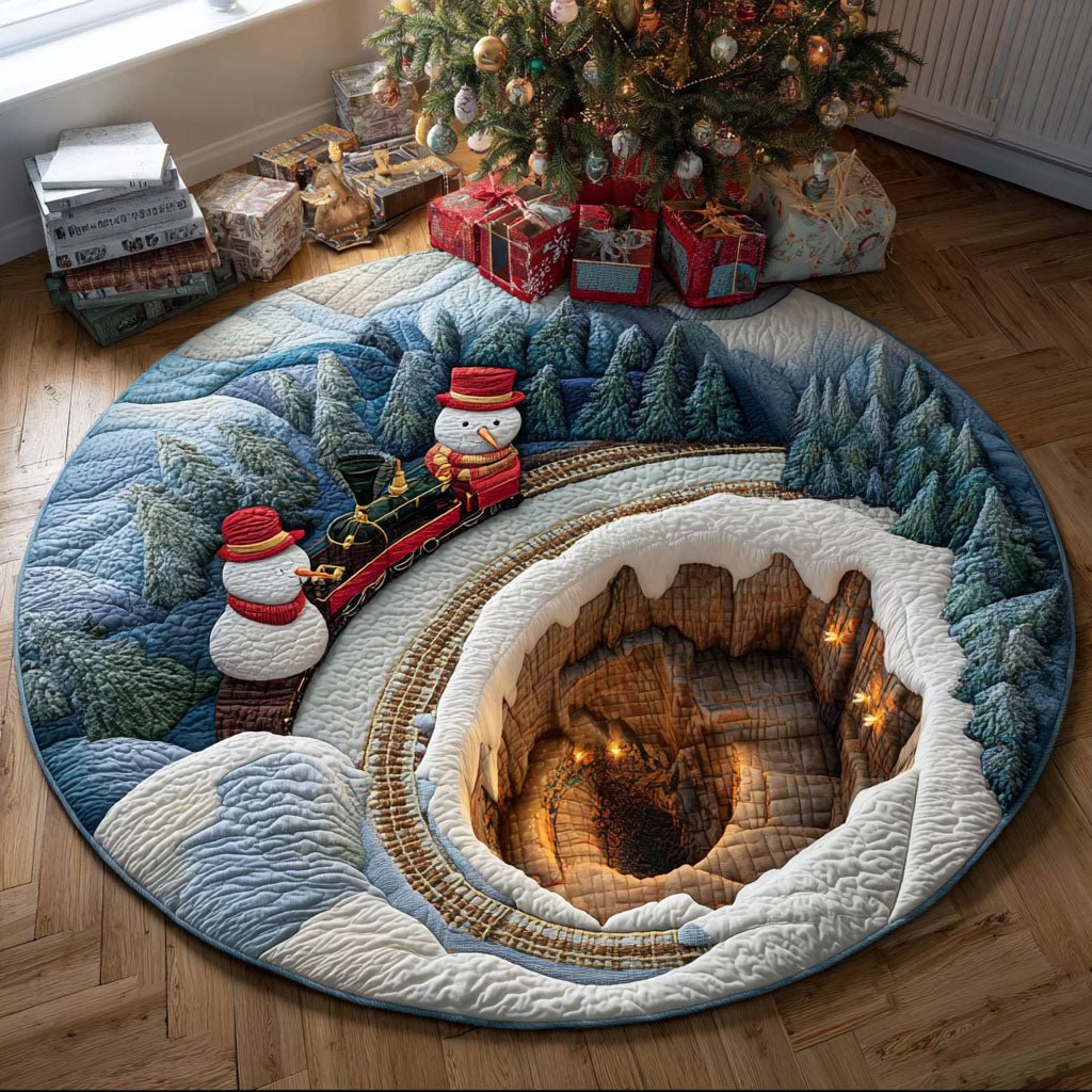 Woodland Snowjoy Round Mat Rug - washable non-slip printed rug