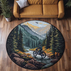 Woodland View Round Mat Rug - washable non-slip printed rug
